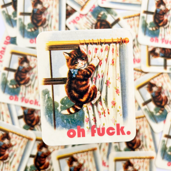 Oh Fuck Kitty Sticker The Coin Laundry Impulse - Decorative Stickers