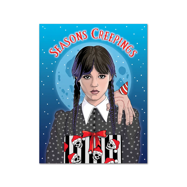 Wednesday Addams Seasons Creepings Holiday Card The Found Cards - Holiday - Happy Holidays