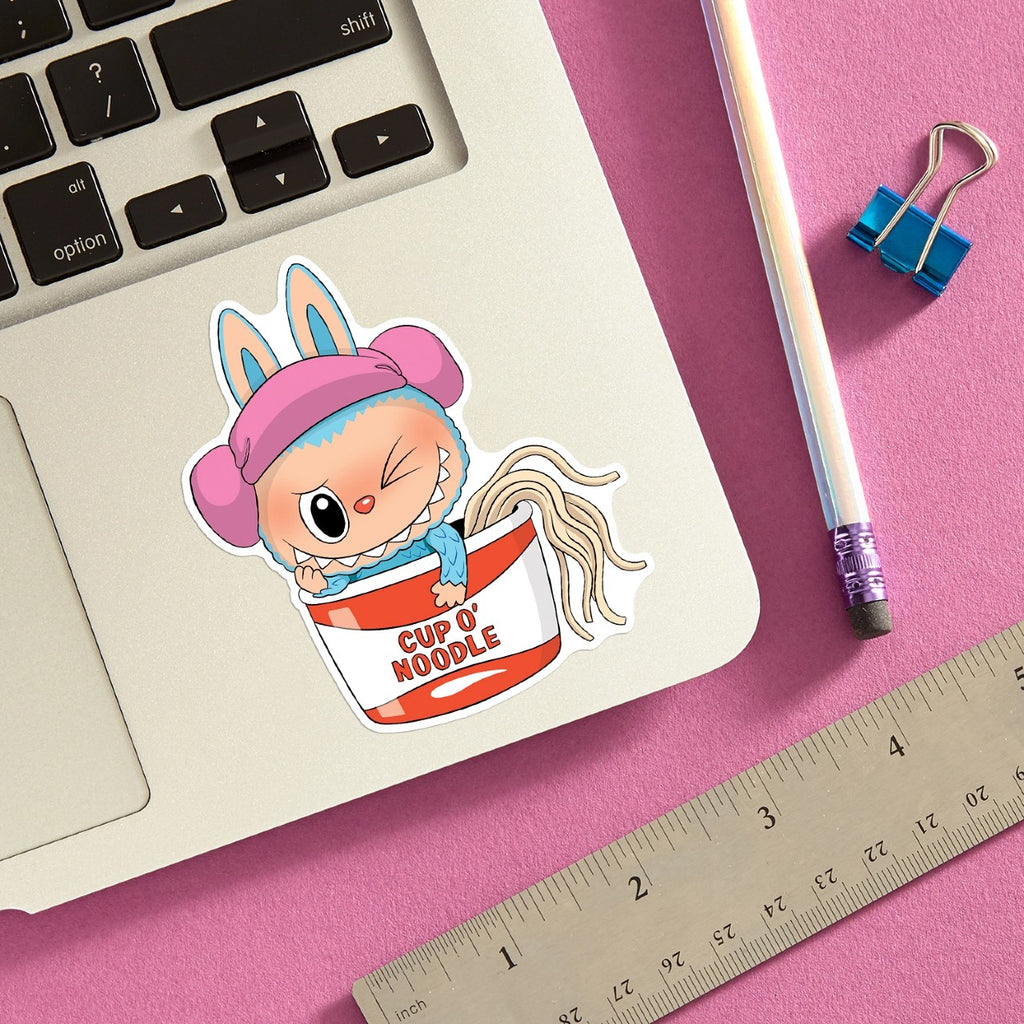 Labubu Ramen Noodle Cup Sticker The Found Impulse - Decorative Stickers