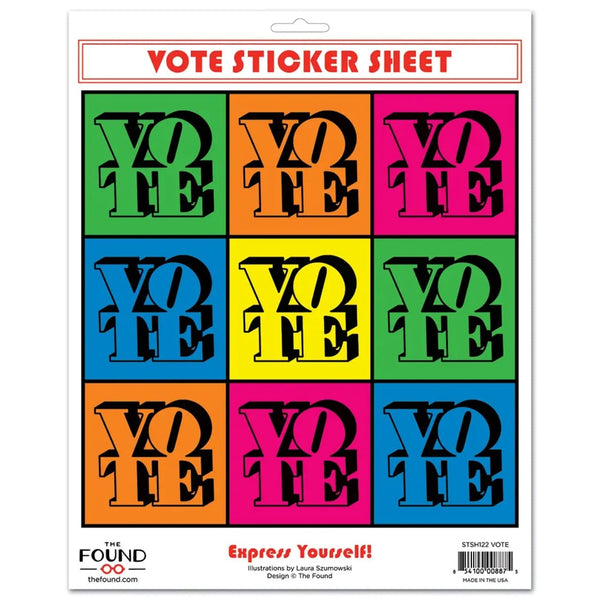 Vote Neon Sticker Sheet The Found Impulse - Decorative Stickers