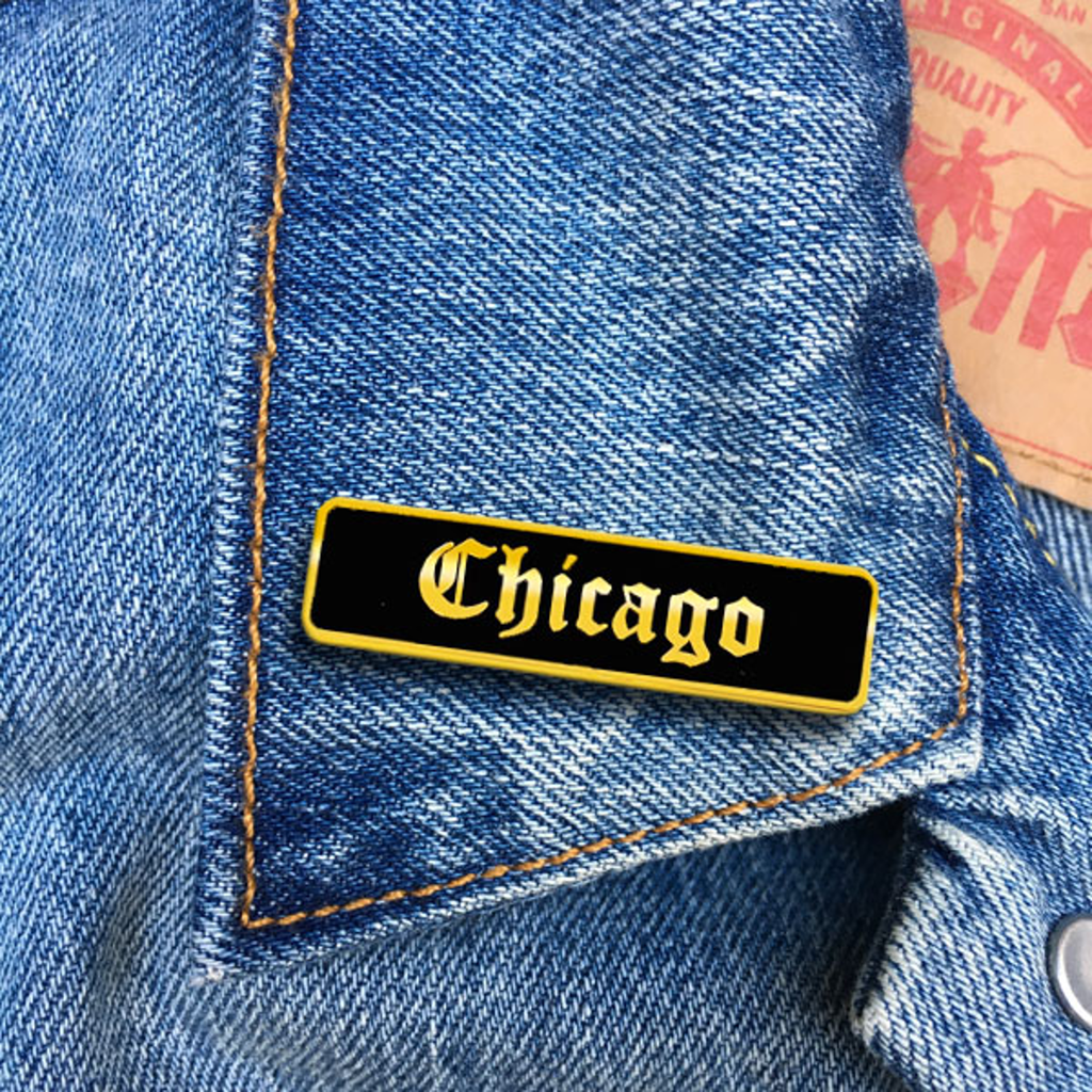 Chicago Old English Enamel Pin The Found Jewelry - Pins