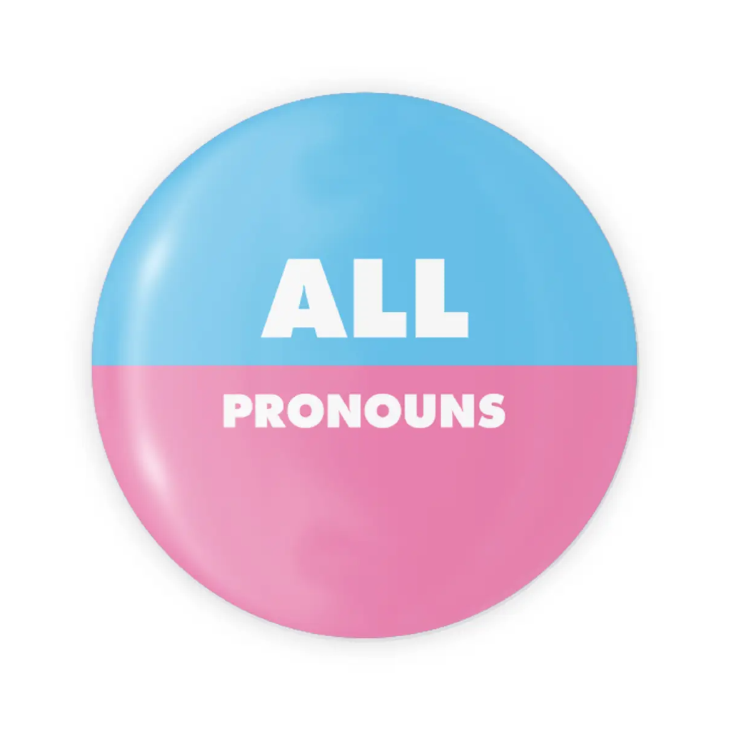 All Pronouns Blue And Pink Button The Little Gay Shop Impulse - Pinback Buttons