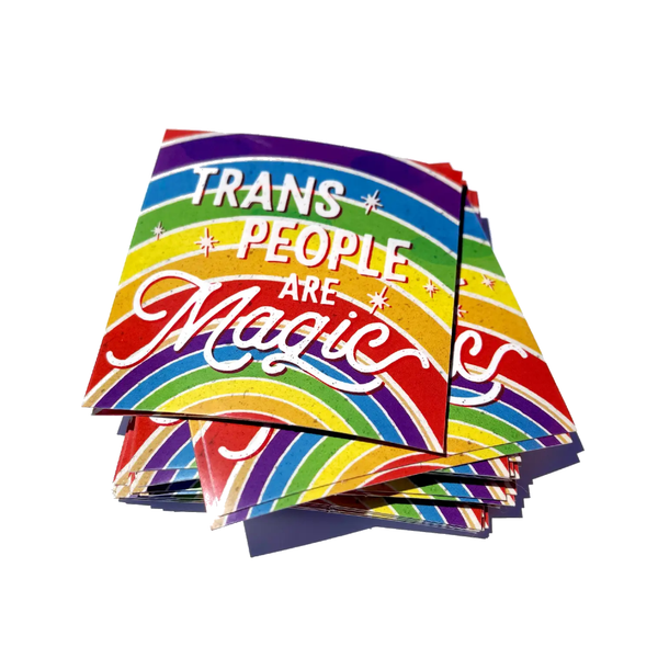 Trans People Are Magic Rainbow Sticker TheThirdArrow Impulse - Decorative Stickers