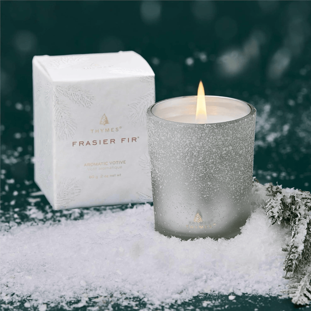 Frasier Fir Flocked Votive Candle Thymes Home - Candles