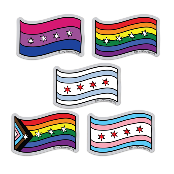 Chicago Flag Stickers Tiny Werewolves Impulse - Decorative Stickers