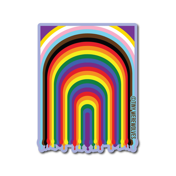 Intersex-Inclusive Progress Pride Dripping Rainbow Sticker Tiny Werewolves Impulse - Decorative Stickers