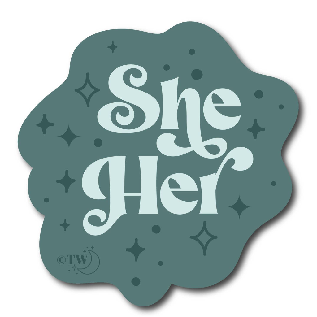 SHE/HER Pronouns Retro Stars Stickers Tiny Werewolves Impulse - Decorative Stickers