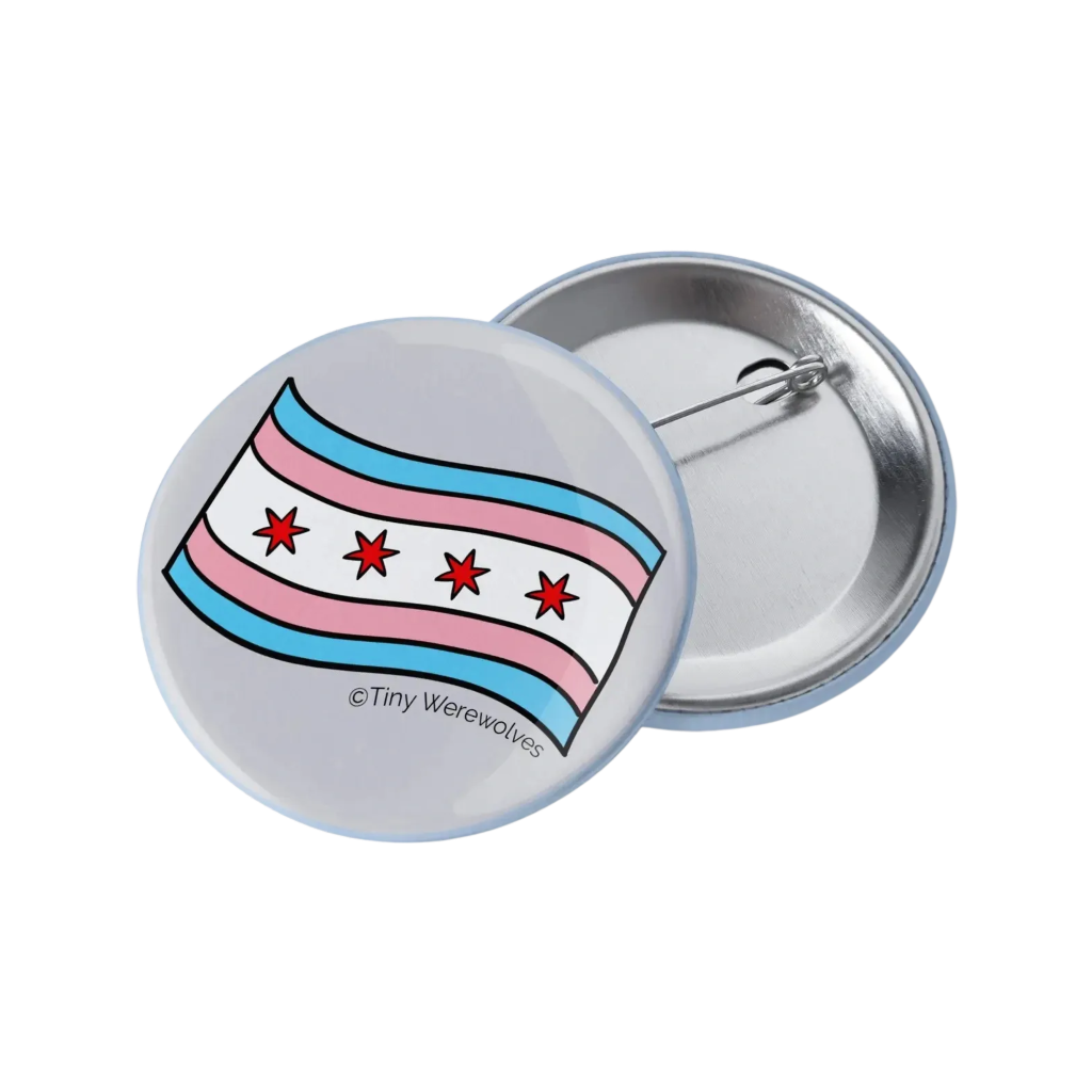 Chicago Transgender Pride Flag Pinback Button Tiny Werewolves Impulse - Pinback Buttons