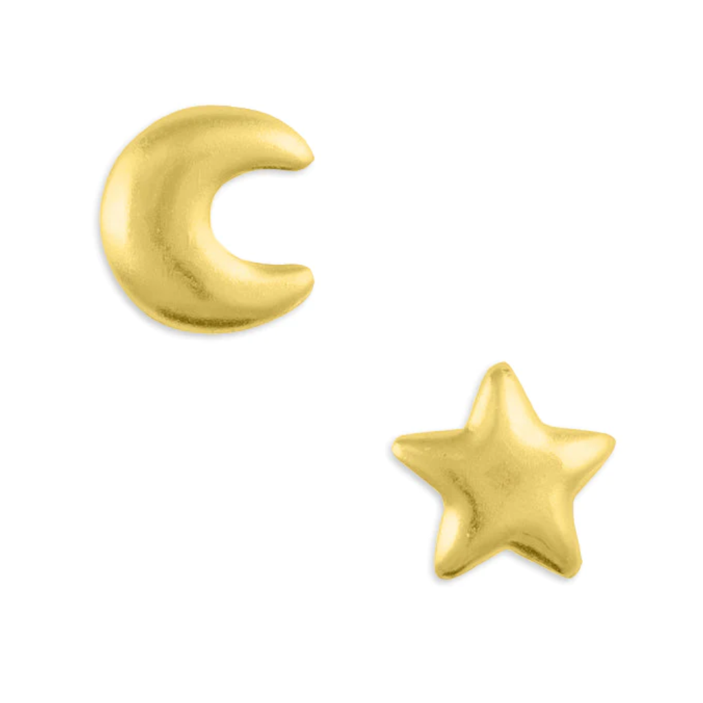 GP Moon And Star Mismatched Stud Earrings Tomas Jewelry - Earrings