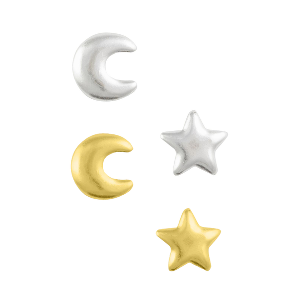 Moon And Star Mismatched Stud Earrings Tomas Jewelry - Earrings