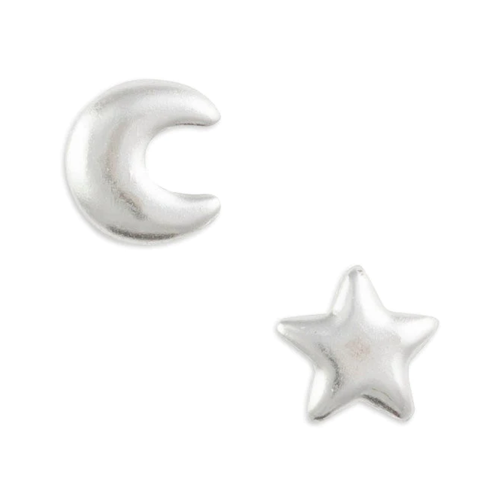 SS Moon And Star Mismatched Stud Earrings Tomas Jewelry - Earrings