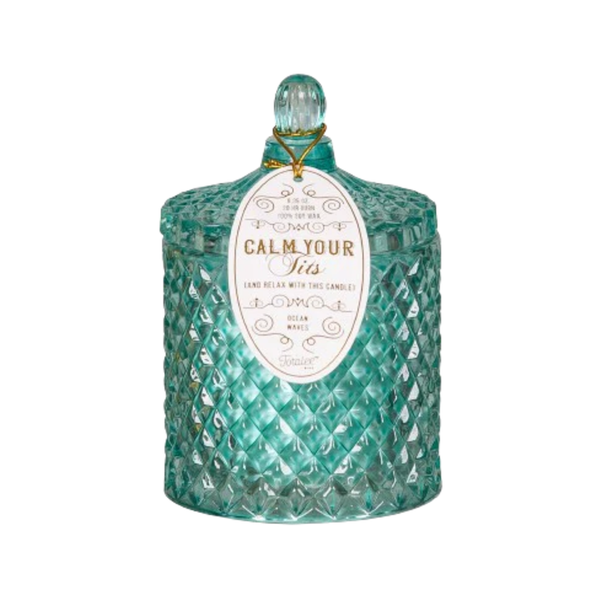 Calm Your Tits Teal Crystal Candle - Ocean Waves - 12oz Totalee Gift Home - Candles