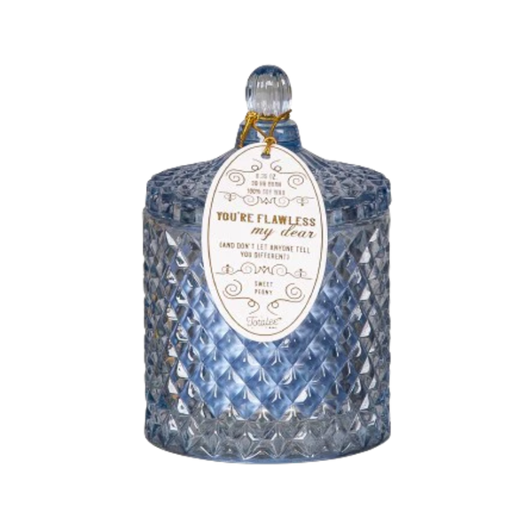 You're Flawless My Dear Blue Crystal Candle - Sweet Peony - 12oz Totalee Gift Home - Candles
