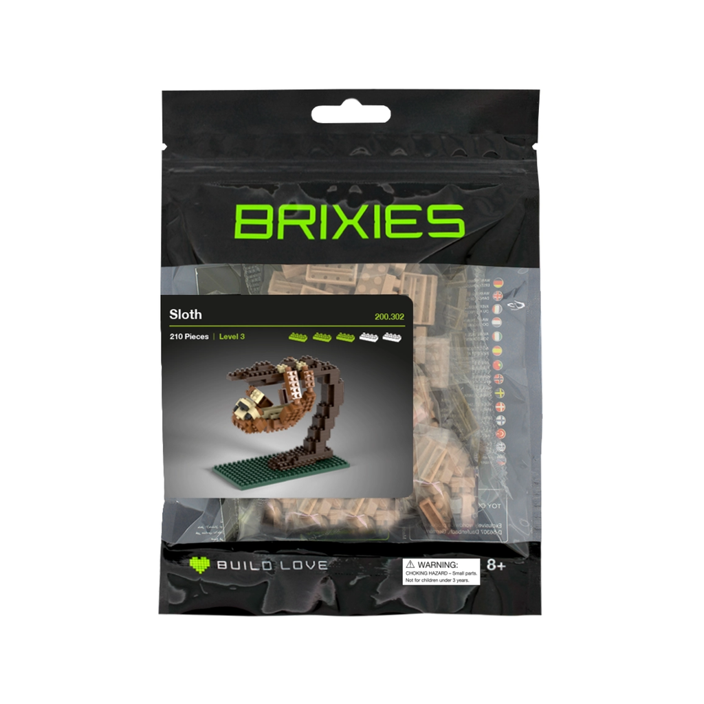 Brixies Large Zip Bag Sloth Toysmith Toys & Games