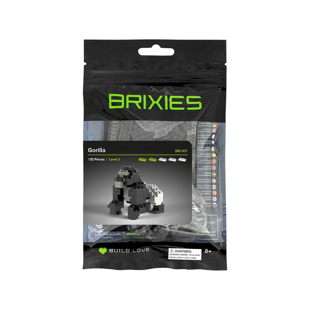 Brixies Small Zip Bag Silverback Gorilla Toysmith Toys & Games