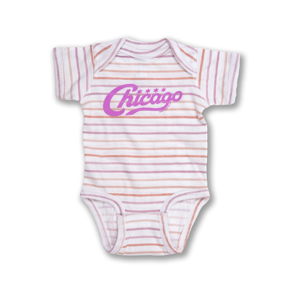 Lilac Stripe / NB Chicago Vintage Script Bodysuit Transit Tees Apparel & Accessories - Clothing - Baby & Toddler - One-Pieces & Onesies