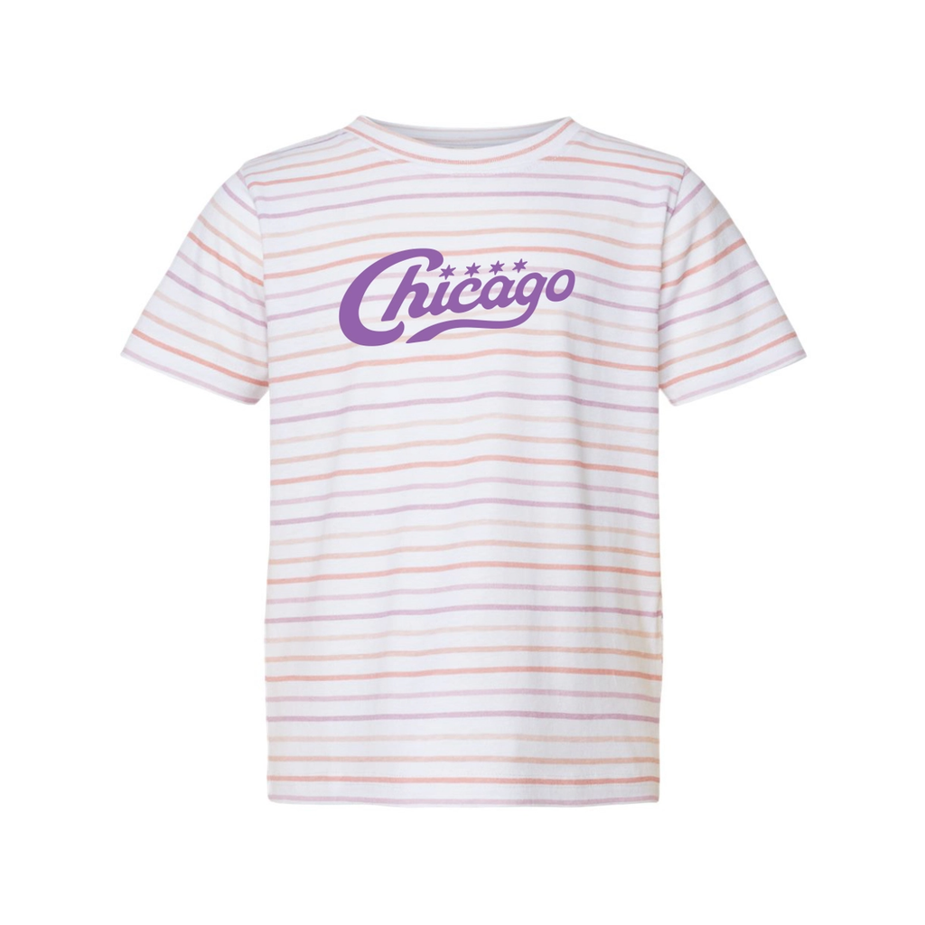 Lilac Stripe / 2T Chicago Vintage Script Toddler Tee Transit Tees Apparel & Accessories - Clothing - Kids - T-Shirts