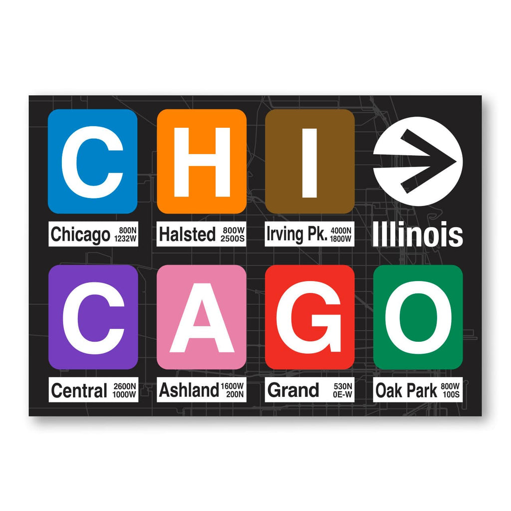 Chicago IL Station Signs Postcard Transit Tees Cards - Post Card