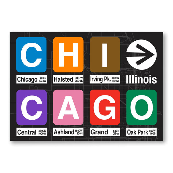 Chicago IL Station Signs Postcard Transit Tees Cards - Post Card