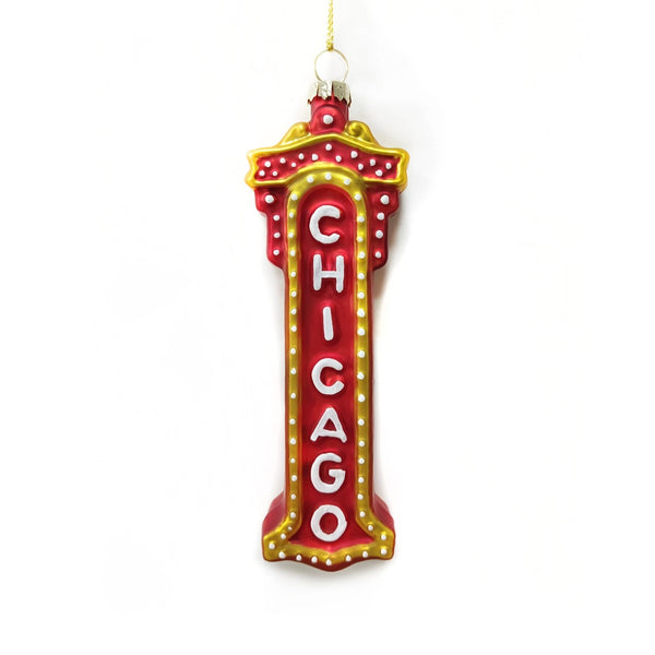 Chicago Theater Blown Glass Ornament Transit Tees Holiday - Ornaments