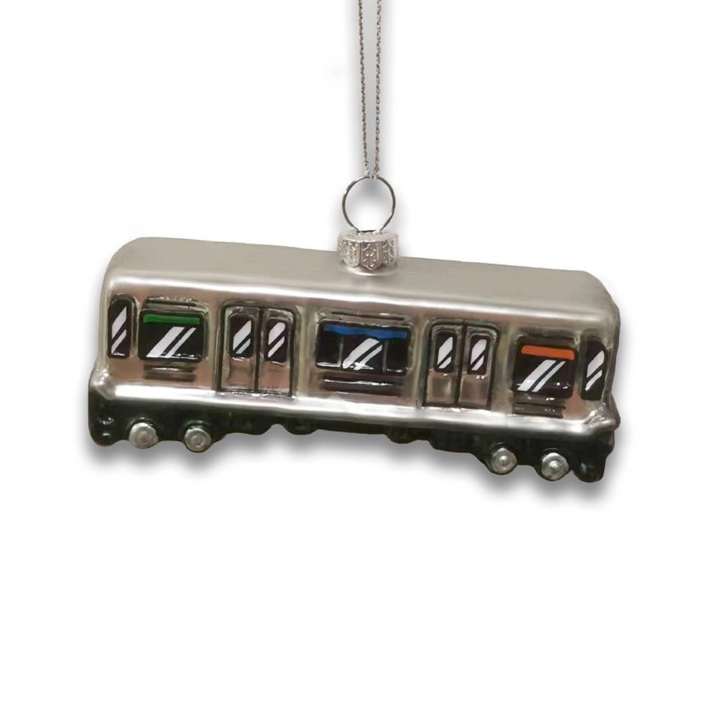Elevated Train Blown Glass Ornament Transit Tees Holiday - Ornaments