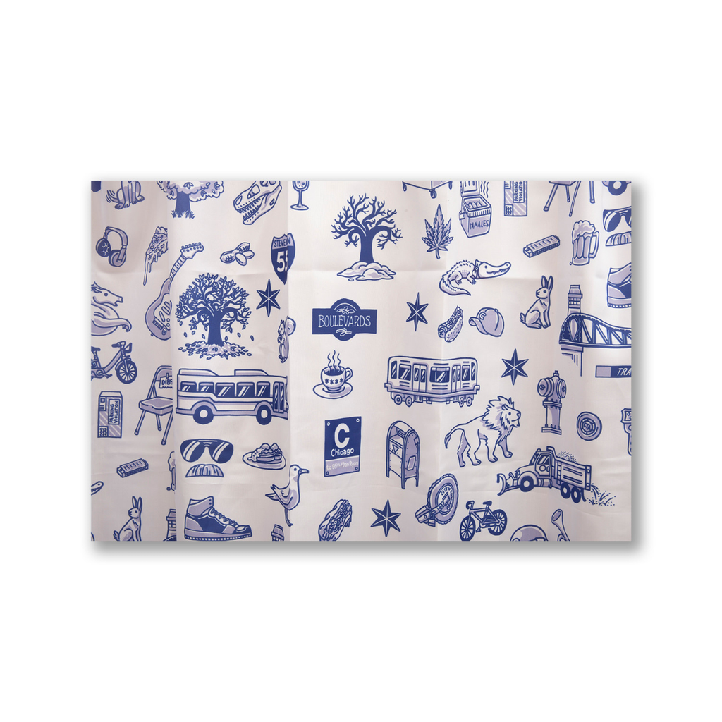 Chicago Icons Shower Curtain Transit Tees Home - Bath & Body