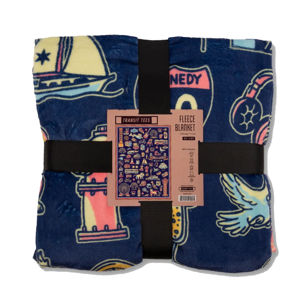 Chicago Icons Fleece Blanket Transit Tees Home