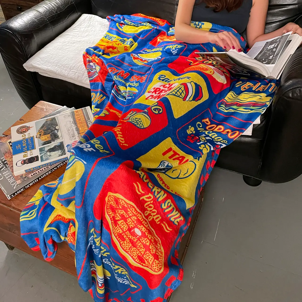 Chicago Style Eats Fleece Blanket Transit Tees Home