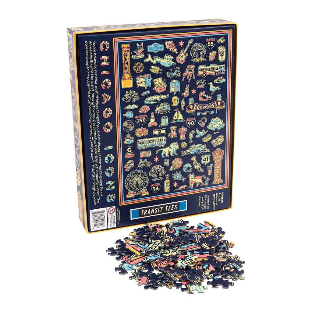 Chicago Icons 1000 Piece Jigsaw Puzzle Transit Tees Toys & Games - Puzzles & Games - Jigsaw Puzzles