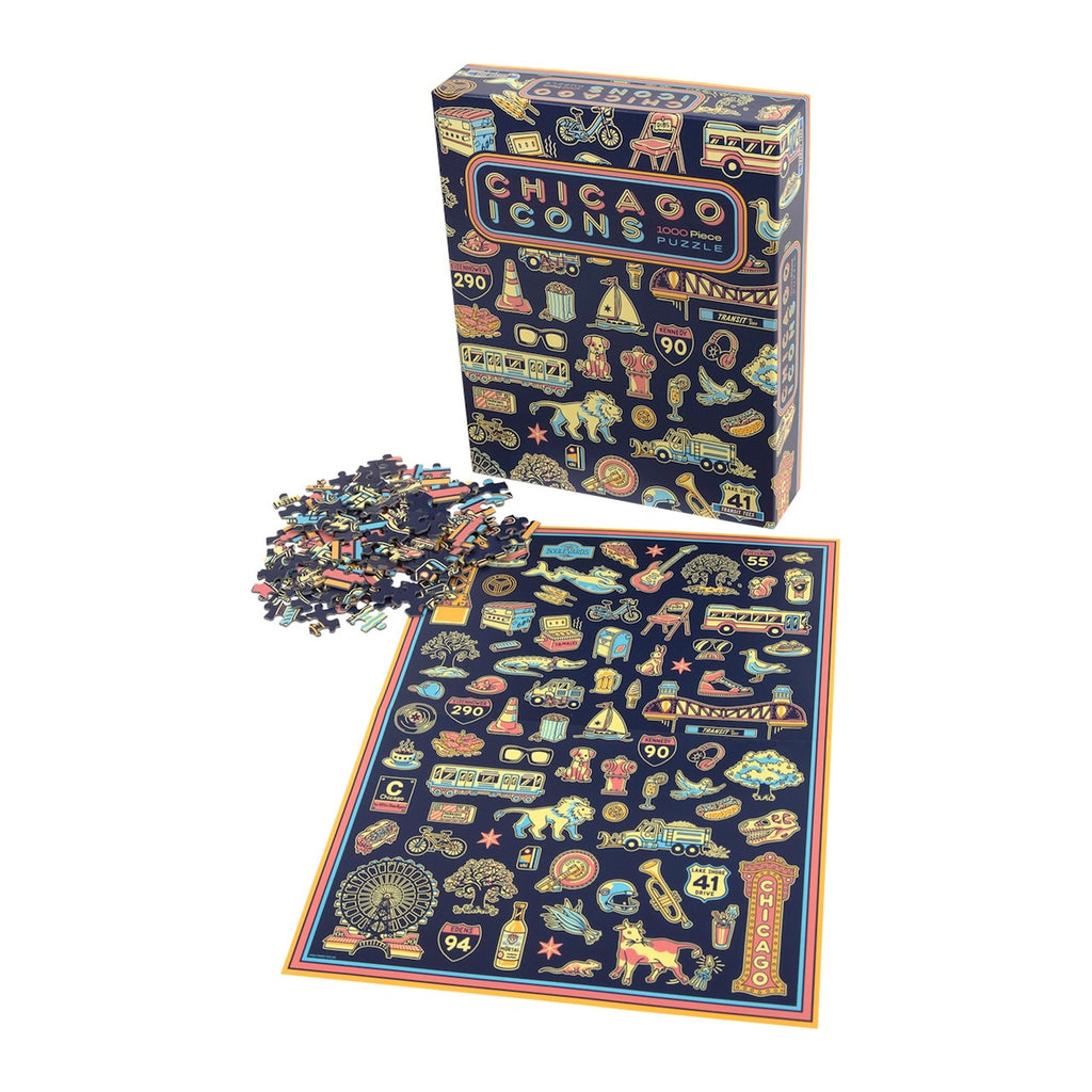 Chicago Icons 1000 Piece Jigsaw Puzzle Transit Tees Toys & Games - Puzzles & Games - Jigsaw Puzzles