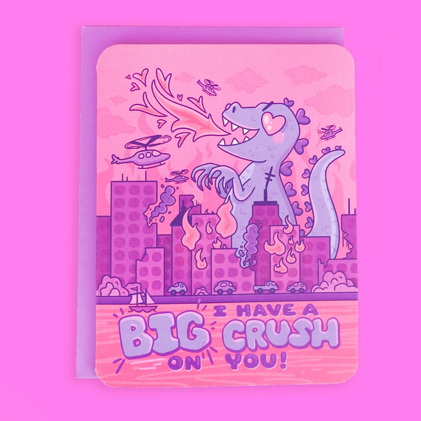 I've Got A Big Crush On You Kaiju Love Card Turtle's Soup Cards - Love
