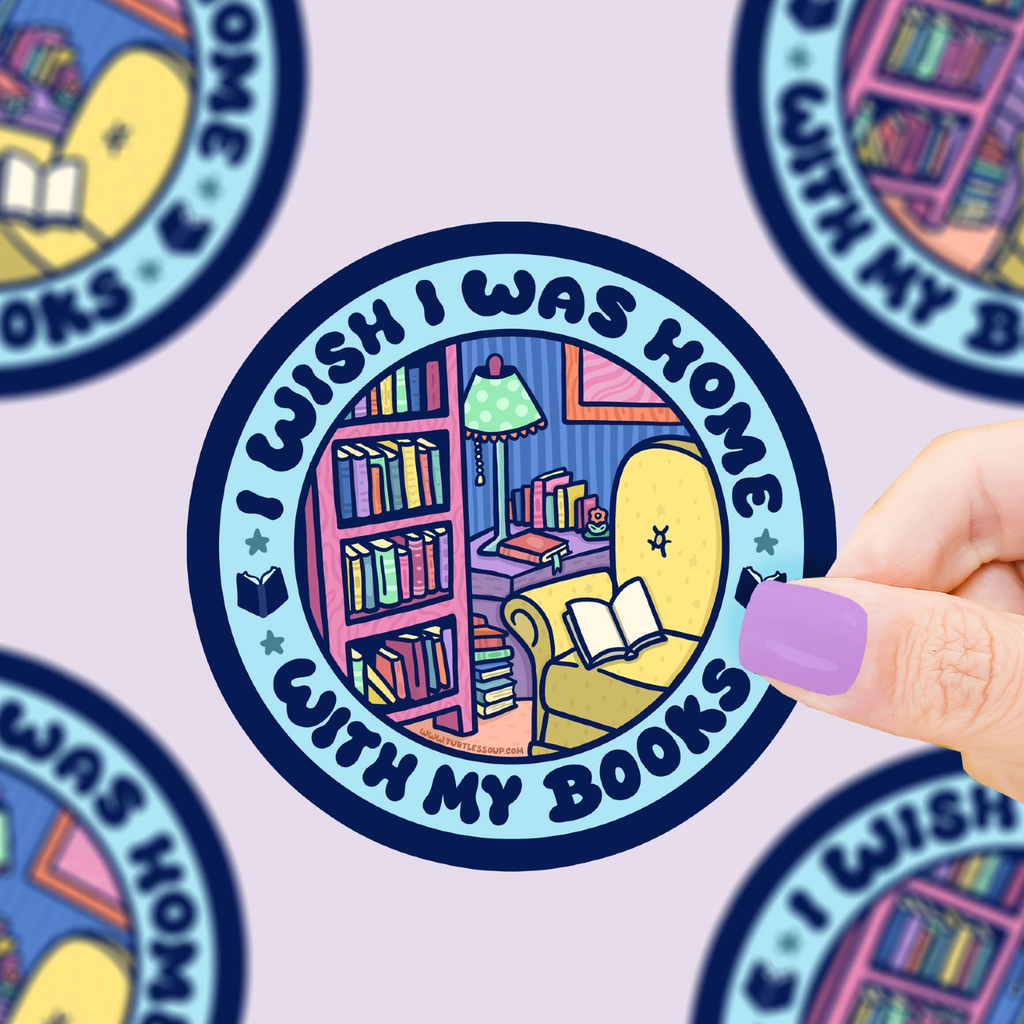 Wish I Was Home With My Books Sticker Turtles Soup Impulse - Decorative Stickers