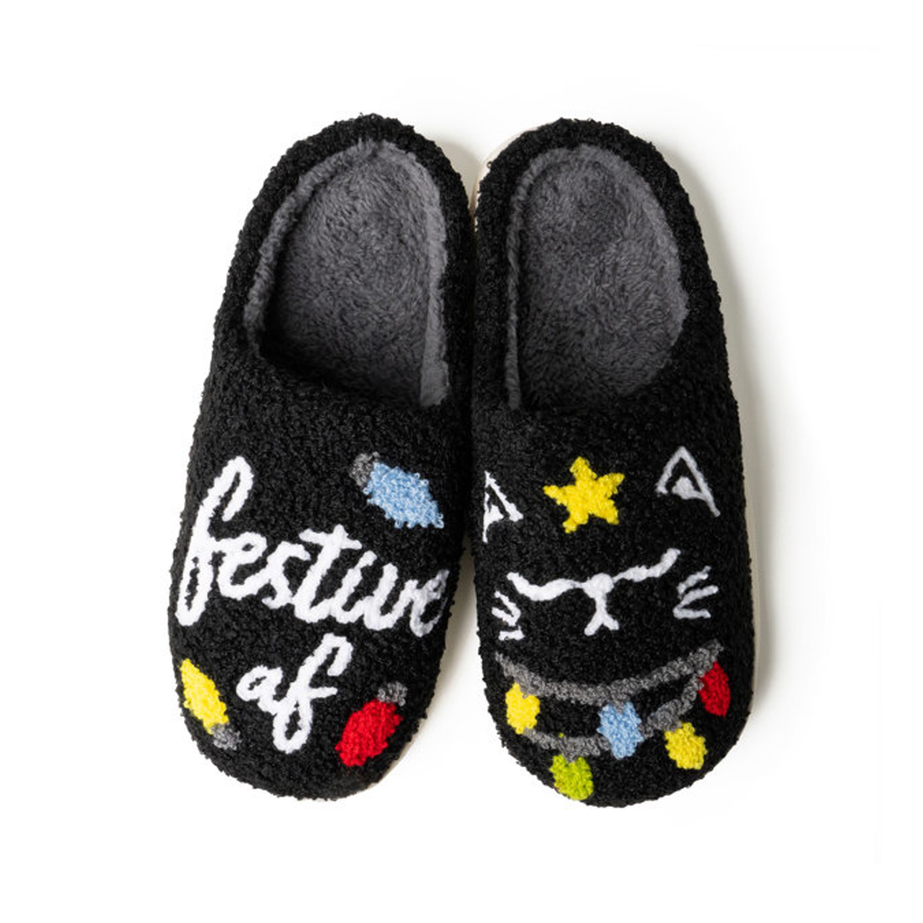 Festive AF / Small Holiday Lounge Out Loud Super Comfy Slippers Two Left Feet Apparel & Accessories - Socks - Slippers - Adult - Womens