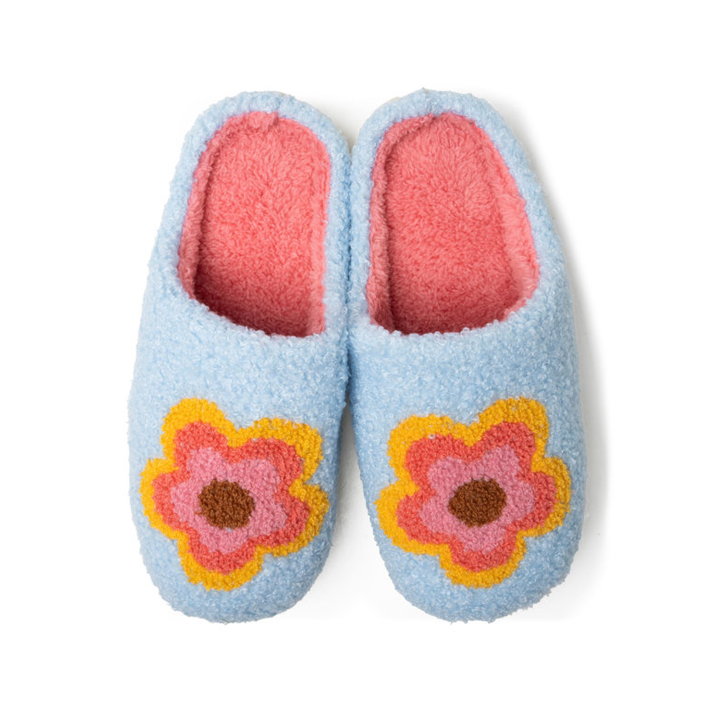 Flower Power / Small Lounge Out Loud Super Fuzzy Slipper Slides - Womens Two Left Feet Apparel & Accessories - Socks - Slippers - Adult - Womens