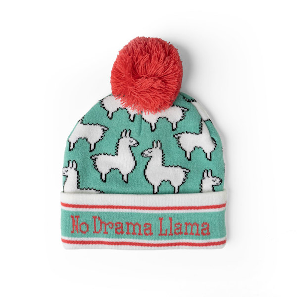 No Drama Llama Beanie Pom Hats - Kids Two Left Feet Apparel & Accessories - Winter - Kids - Hats