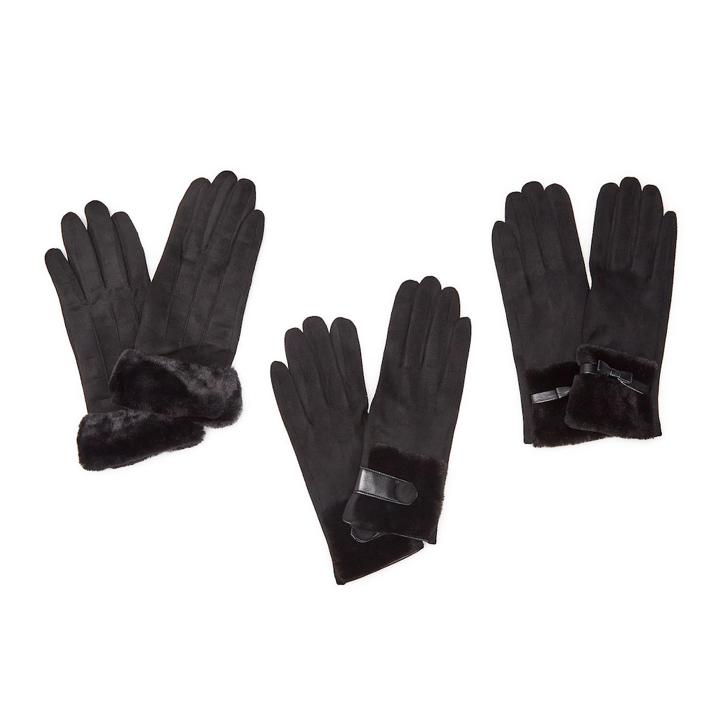 Back in Black Super Soft Micro Suede Gloves Two's Company Apparel & Accessories - Winter - Adult - Gloves & Mittens