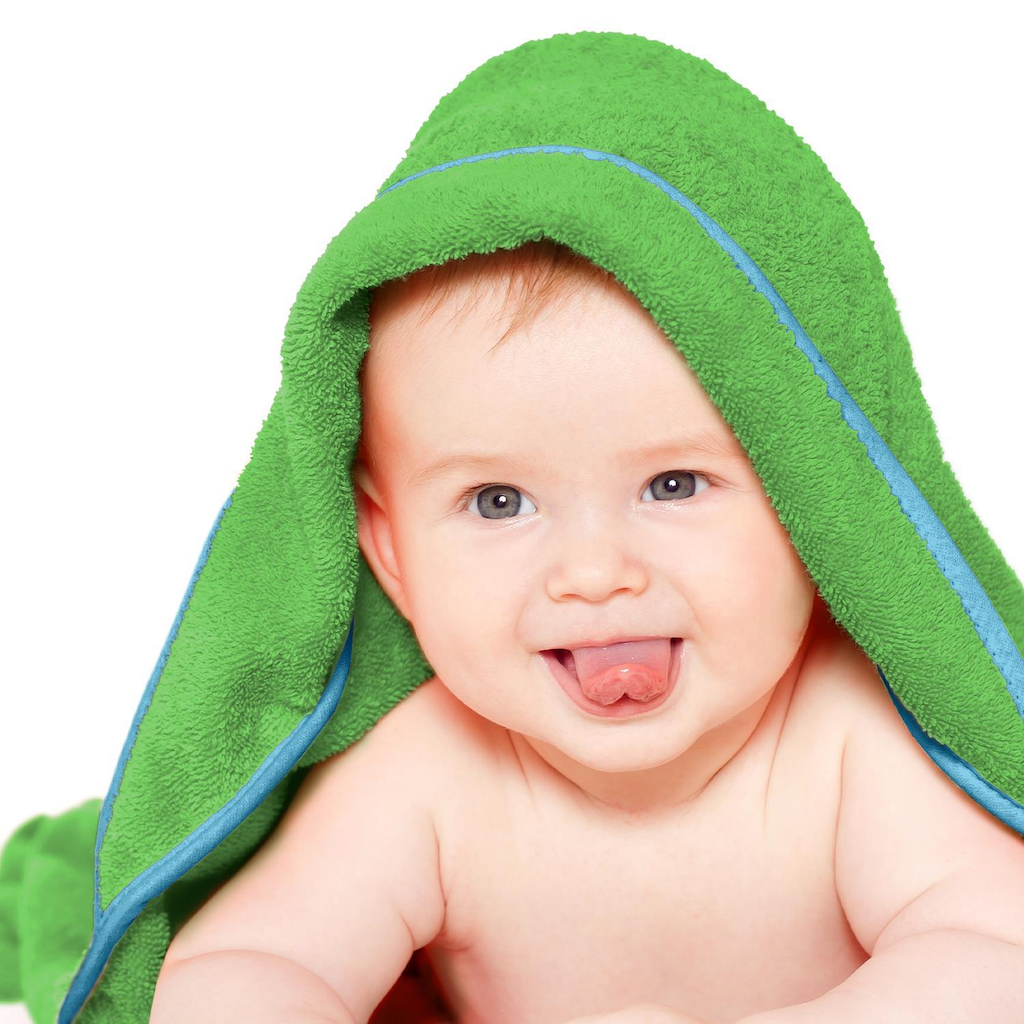 Green Happy Cozy Plush Terry Hooded Towel Two's Company Baby & Toddler - Swaddles & Baby Blankets