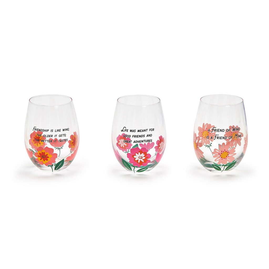 Friendship Stemless Wine Glass with Wish Bracelet Two's Company Home - Mugs & Glasses - Wine Glasses