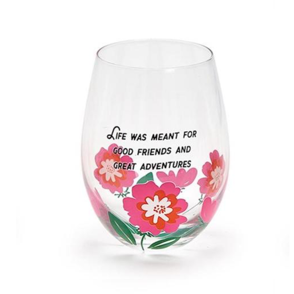 Life Was Meant Friendship Stemless Wine Glass with Wish Bracelet Two's Company Home - Mugs & Glasses - Wine Glasses