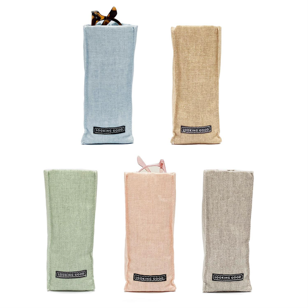 Looking Good Standing Triangular Weighted Pastel Linen Eyeglass Holder Twos Company Apparel & Accessories - Pouches & Cases