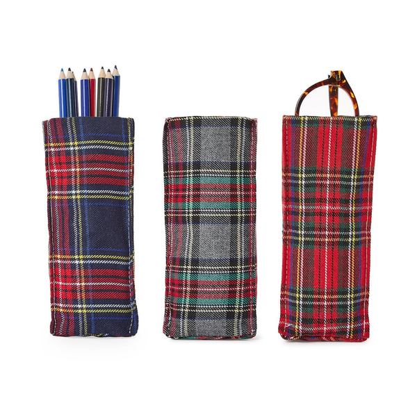 Looking Good Tartan Standing Triangular Weighted Eyeglass Holder Twos Company Apparel & Accessories - Pouches & Cases