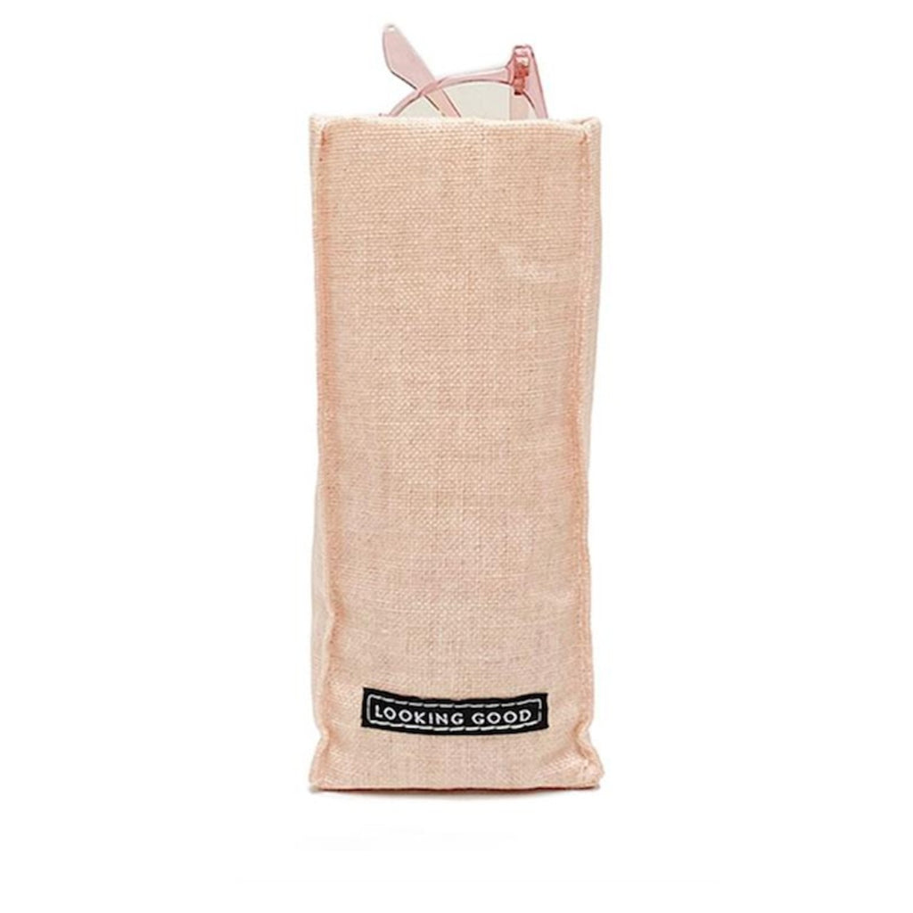 Peach Looking Good Standing Triangular Weighted Pastel Linen Eyeglass Holder Twos Company Apparel & Accessories - Pouches & Cases