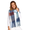 Blue Multi Plaid Brushed Super Soft Scarf Twos Company Apparel & Accessories - Winter - Adult - Scarves & Wraps