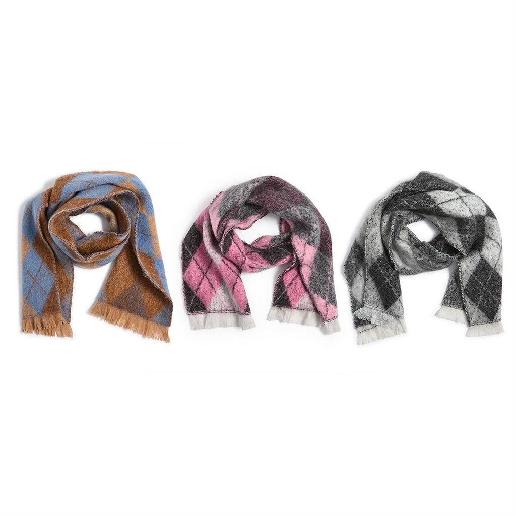 Classic With A Twist Argyle Scarf With Fringe Detail Twos Company Apparel & Accessories - Winter - Adult - Scarves & Wraps