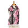 Pop Pink Classic With A Twist Argyle Scarf With Fringe Detail Twos Company Apparel & Accessories - Winter - Adult - Scarves & Wraps
