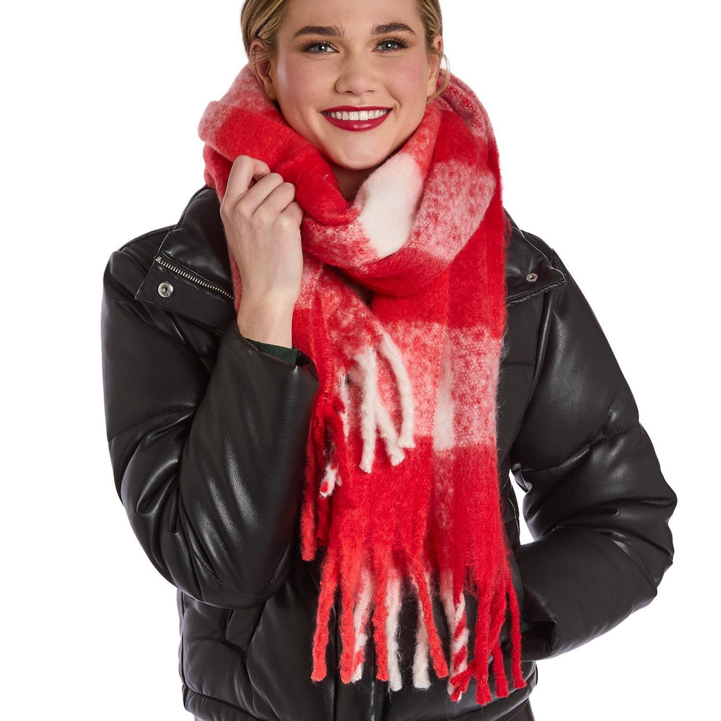Scarlet Plaid Scarf - Adult Twos Company Apparel & Accessories - Winter - Adult - Scarves & Wraps