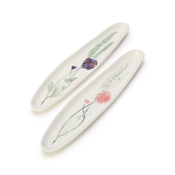 Botanical Long Tidbit Tray Twos Company Home - Decorative Trays, Plates, & Bowls