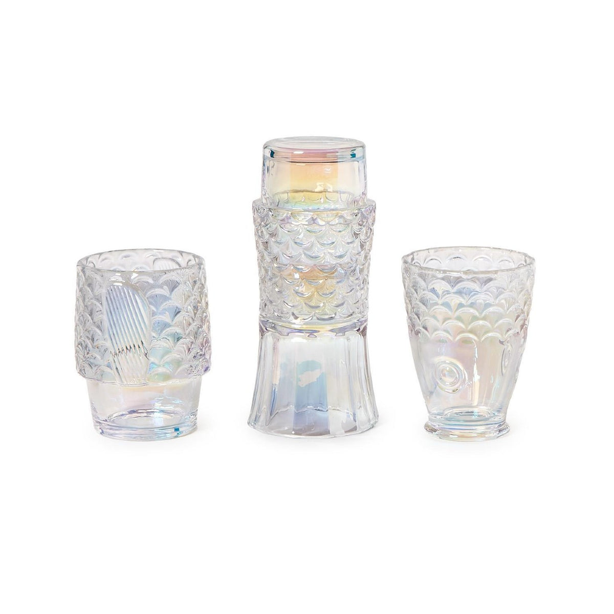 Under The Sea Set Of 4 Iridescent Stackable Fish Glasses – Urban ...