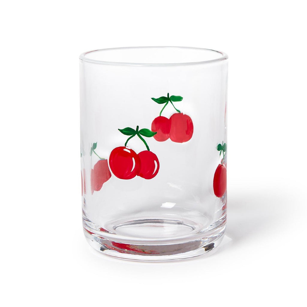 Cherry Double Old Fashion Hand-Painted Glass Twos Company Home - Mugs & Glasses - Whiskey & Cocktail Glasses
