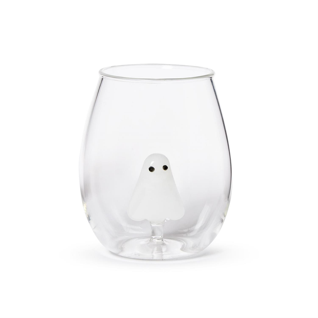 Here For The Boos Ghost Icon Stemless Wine Glass Twos Company Home - Mugs & Glasses - Wine Glasses